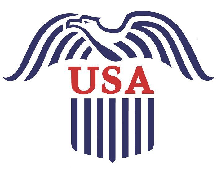 An illustration of an eagle above the letters "USA"