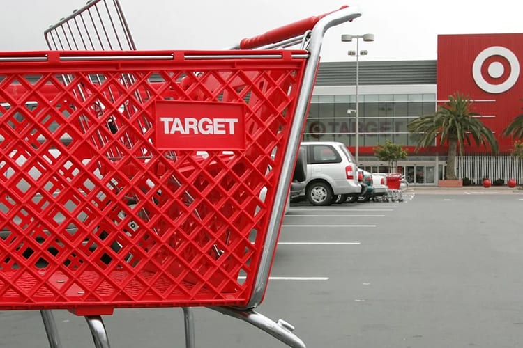 A target shopping cart in a parking lot