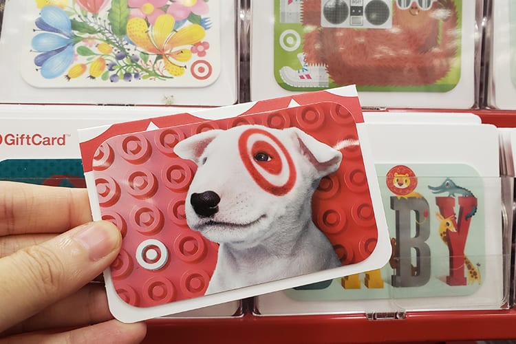 A rTarget gift card featuring Bullseye, Target's mascot