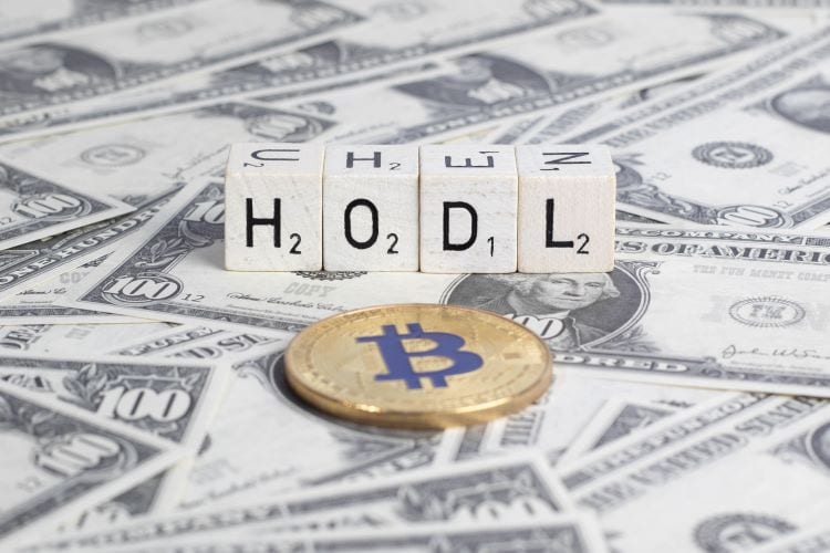Boggle letters spelling "HODL" with a bitcoin in front