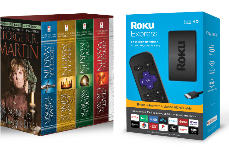 A box set of the Game of Thrones books and a Roku firestick 