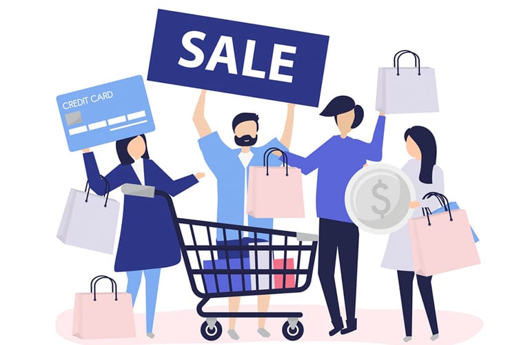 An illustration of a shopping sale
