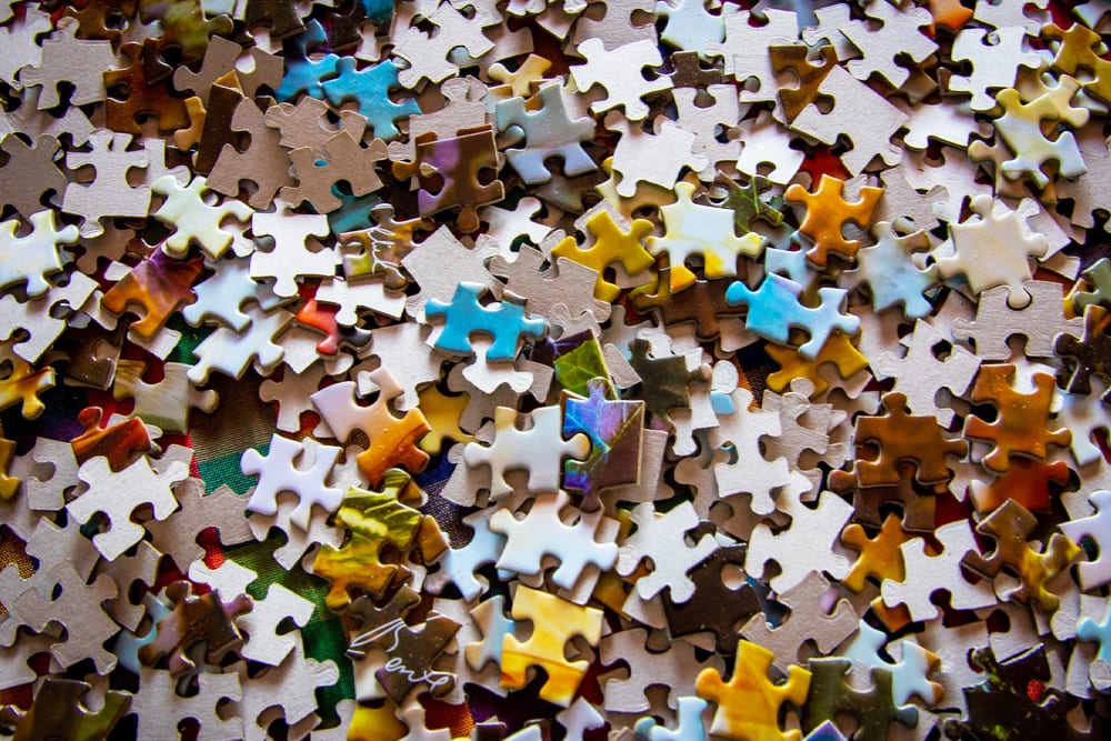 An assortment of puzzle pieces 