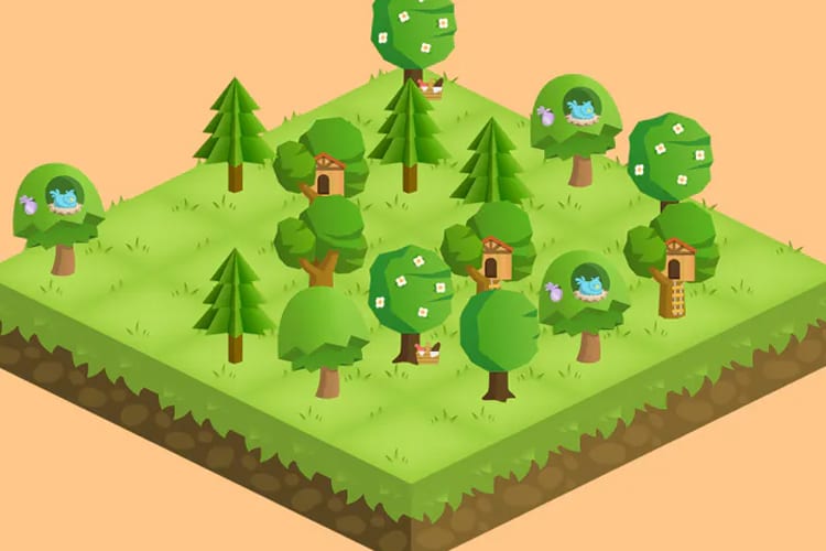 A screenshot from the Forest App of trees and lush plains