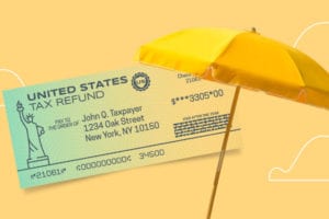 A U.S. tax refund and a yellow umbrella