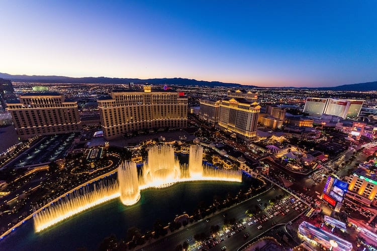 A bird's eye view of the Bellagio hotel in Las Vegas