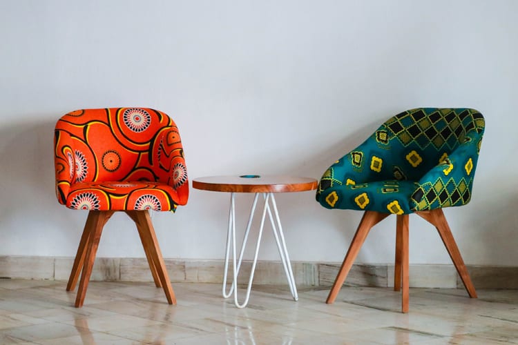 Colorful and modern decor chairs with a small table