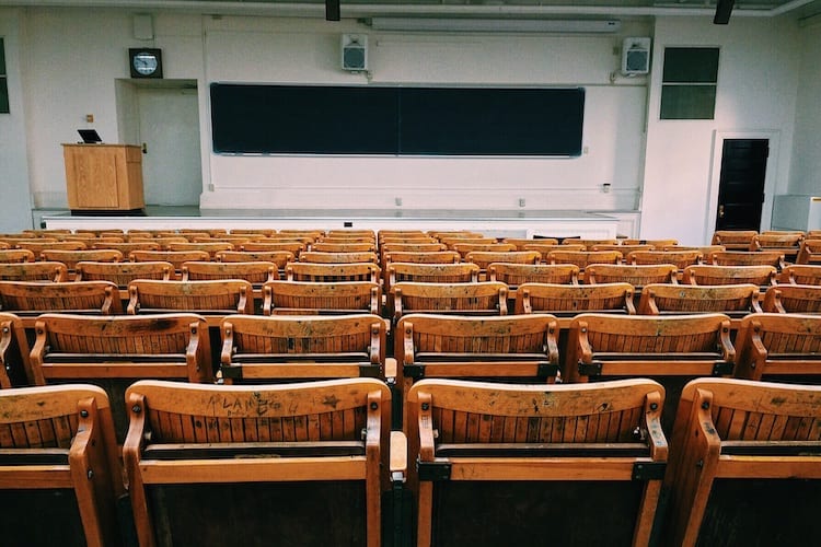 An empty college lecture hall