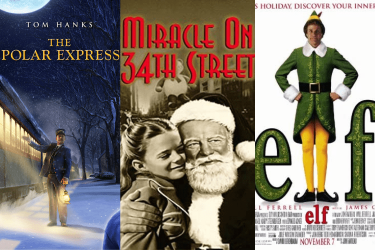 The posters for three holiday movies, side-by-side