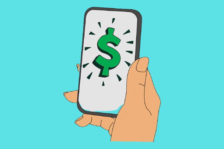 A graphic of a dollar sign on a smartphone