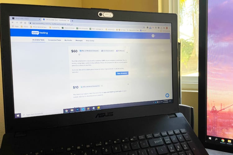 Laptop showing UserTesting dashboard