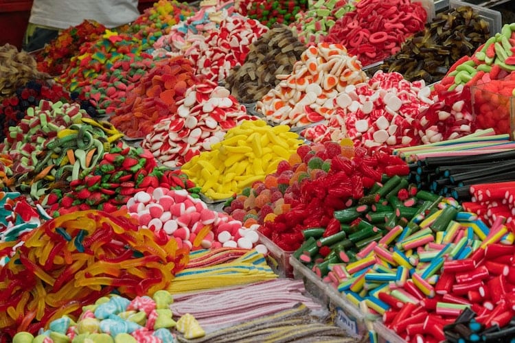 Assorted sweets, candies and confectionaries on display