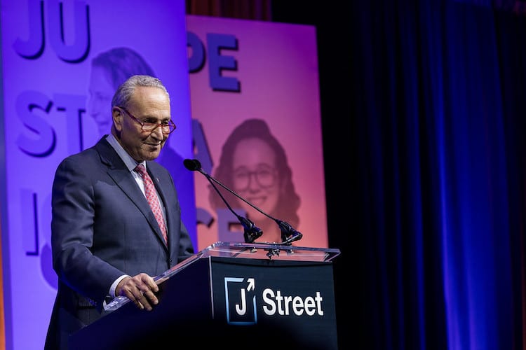 Senate Democratic Leader Chuck Schumer addresses the 2019 J Street National Conference.